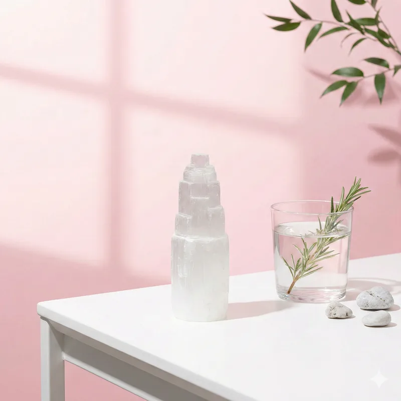 Selenite Tower healing crystal — Cleansing energy for any space