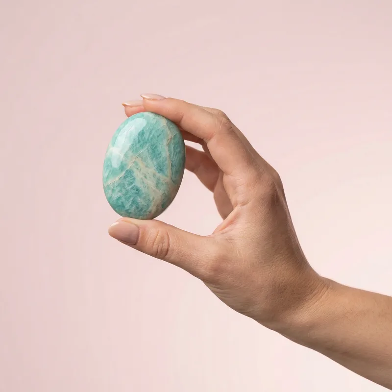 Amazonite Palm Stone - amazonite crystal