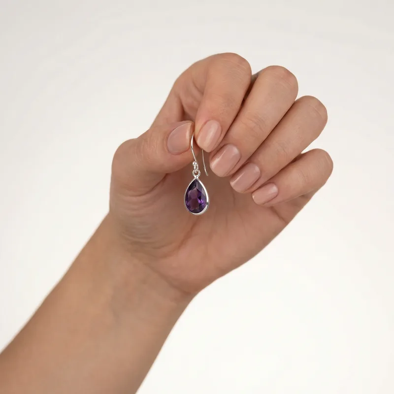 Amethyst Drop Earrings - amethyst crystal