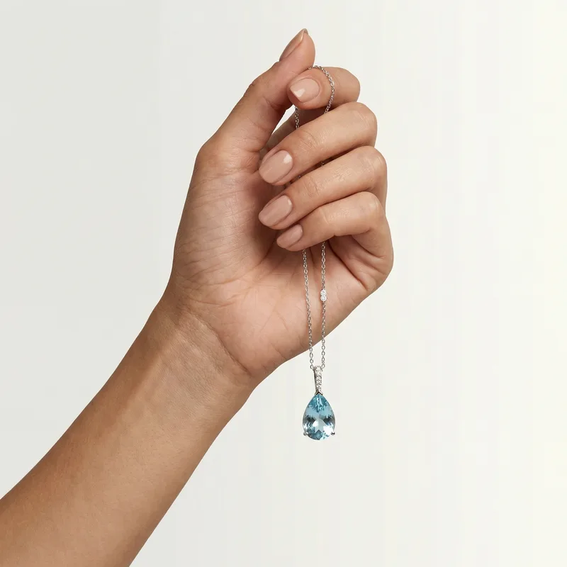 Aquamarine Pendant Necklace - aquamarine crystal