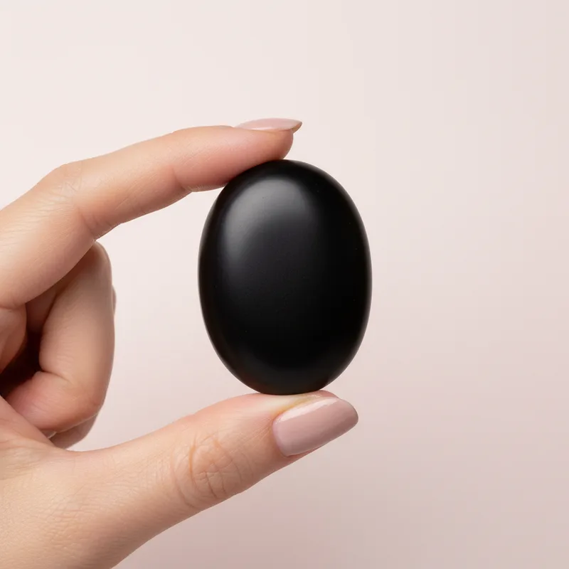 Black Onyx Palm Stone - black onyx crystal