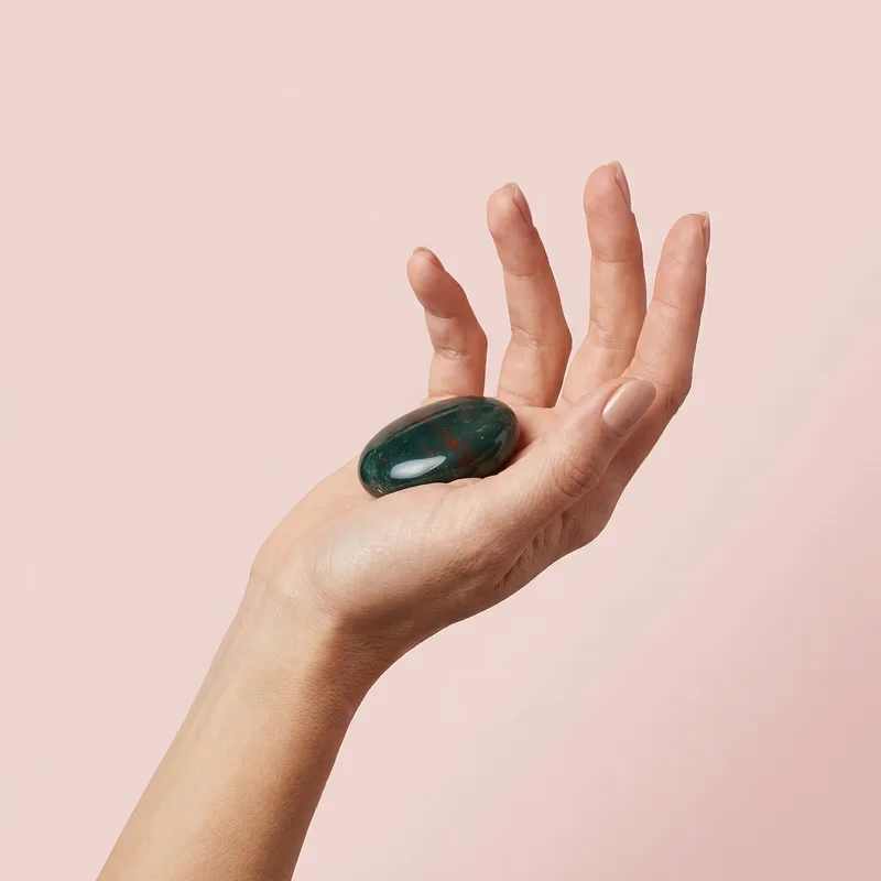 Bloodstone Palm Stone - bloodstone crystal