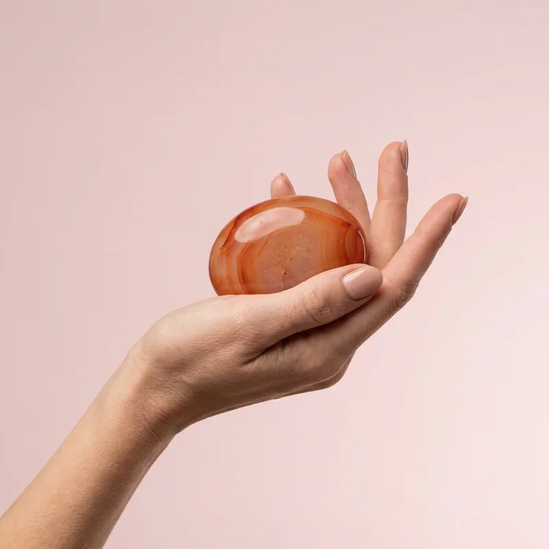 Carnelian Palm Stone - carnelian crystal