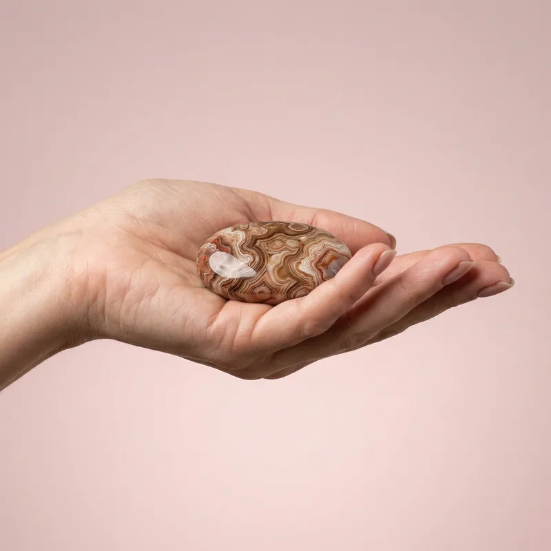 Crazy Lace Agate Palm Stone - crazy lace agate crystal