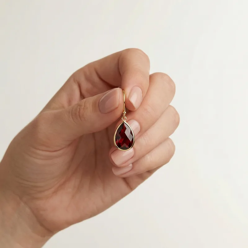 Garnet Drop Earrings - garnet crystal