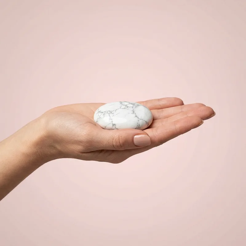 Howlite Palm Stone - howlite crystal