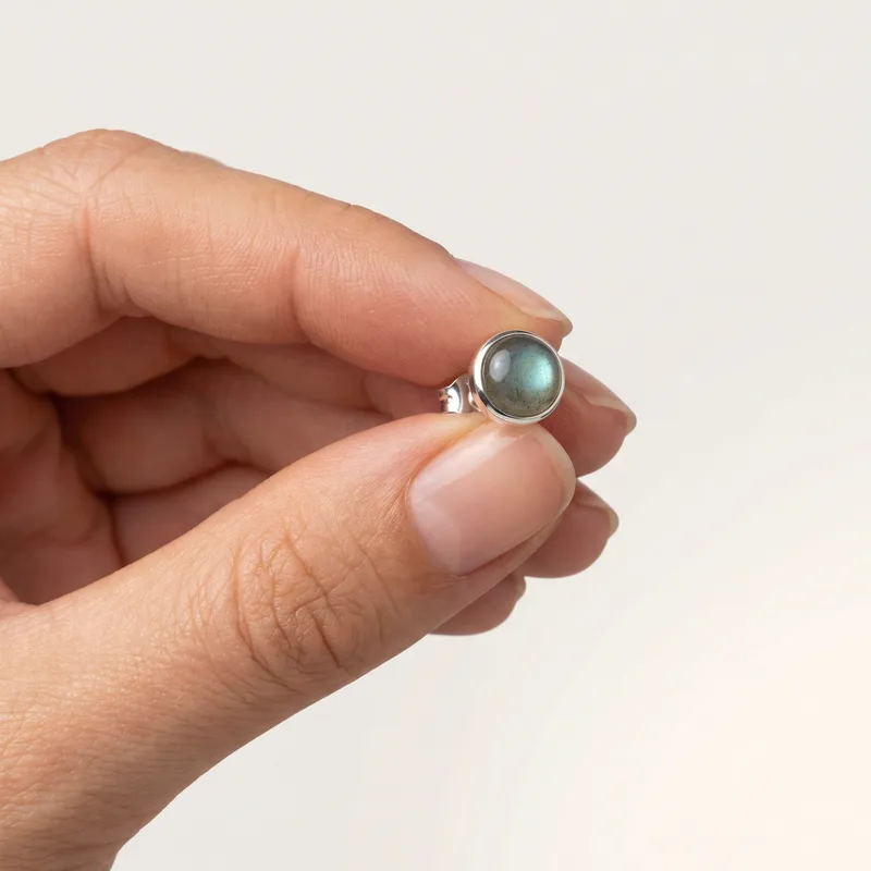 Labradorite Stud Earrings - labradorite crystal