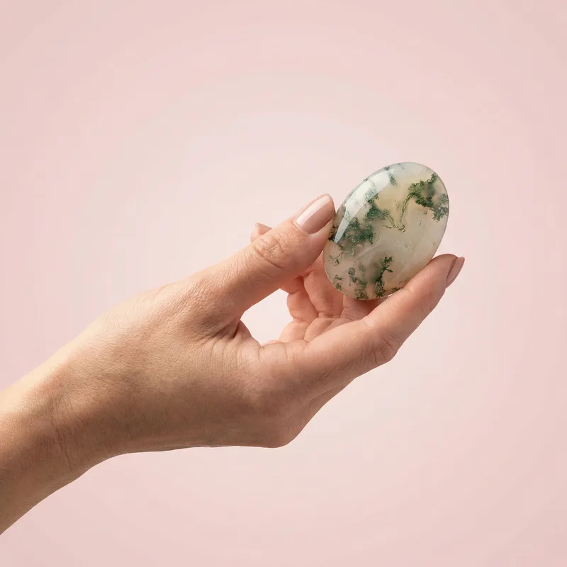 Moss Agate Palm Stone - moss agate crystal