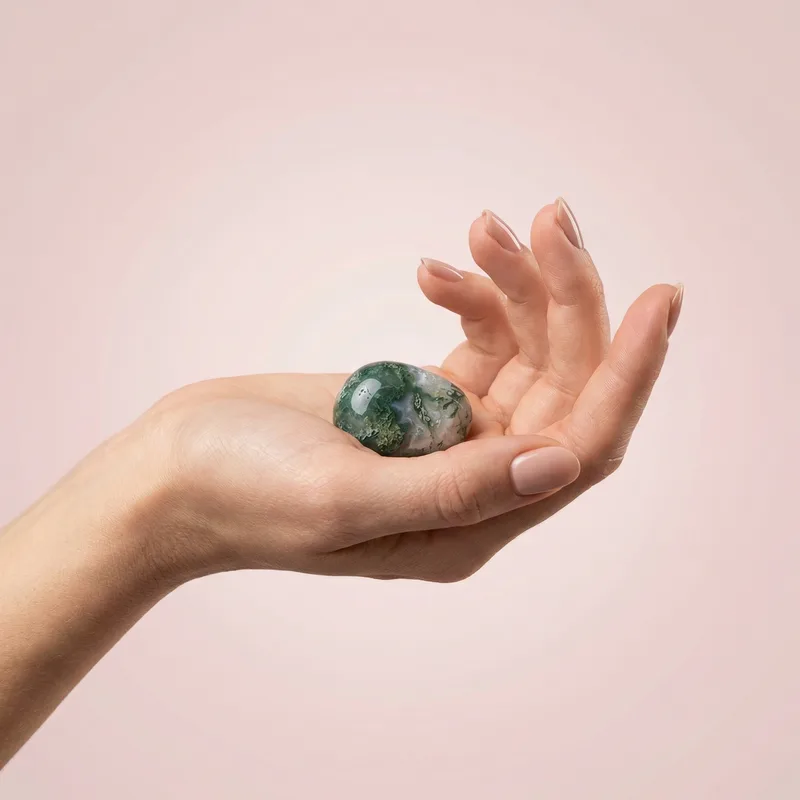Moss Agate Tumbled Stone - moss agate crystal