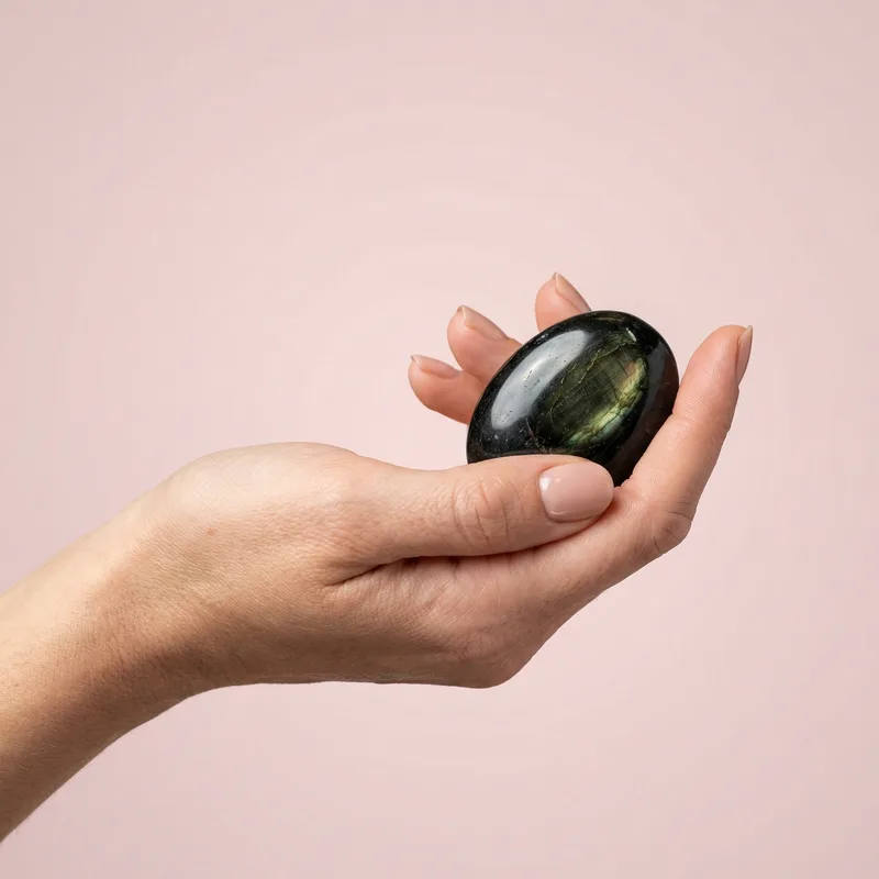Nuummite Palm Stone - nuummite crystal
