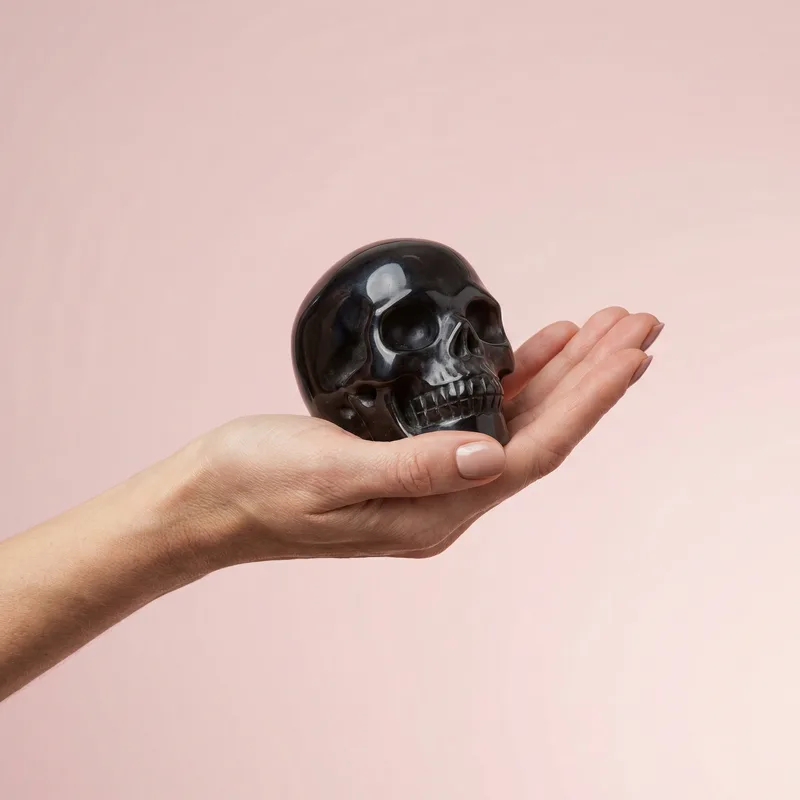Obsidian Skull Carving - obsidian crystal