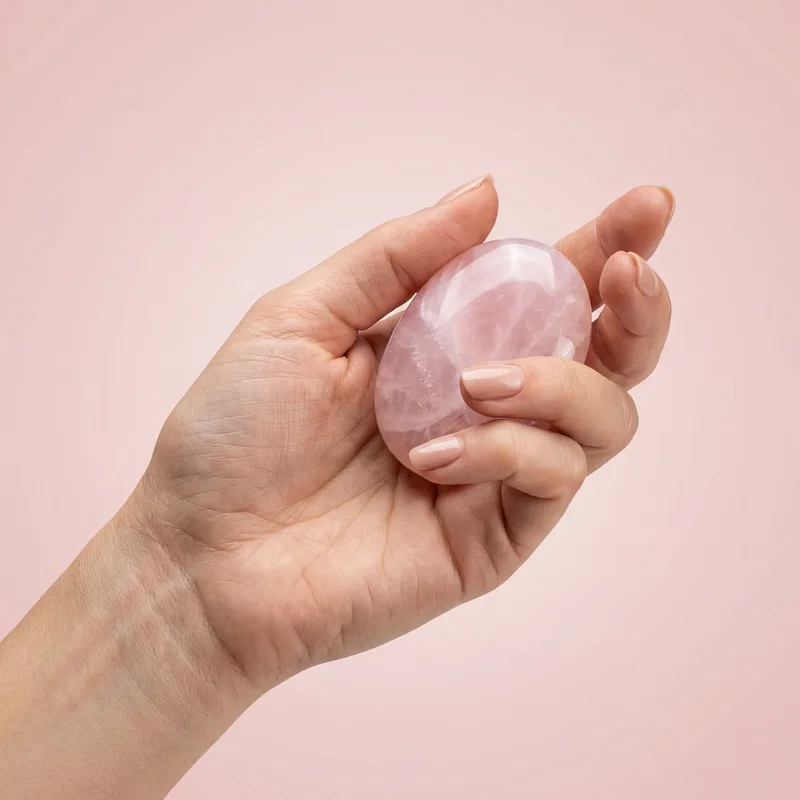Pink Opal Palm Stone - pink opal crystal