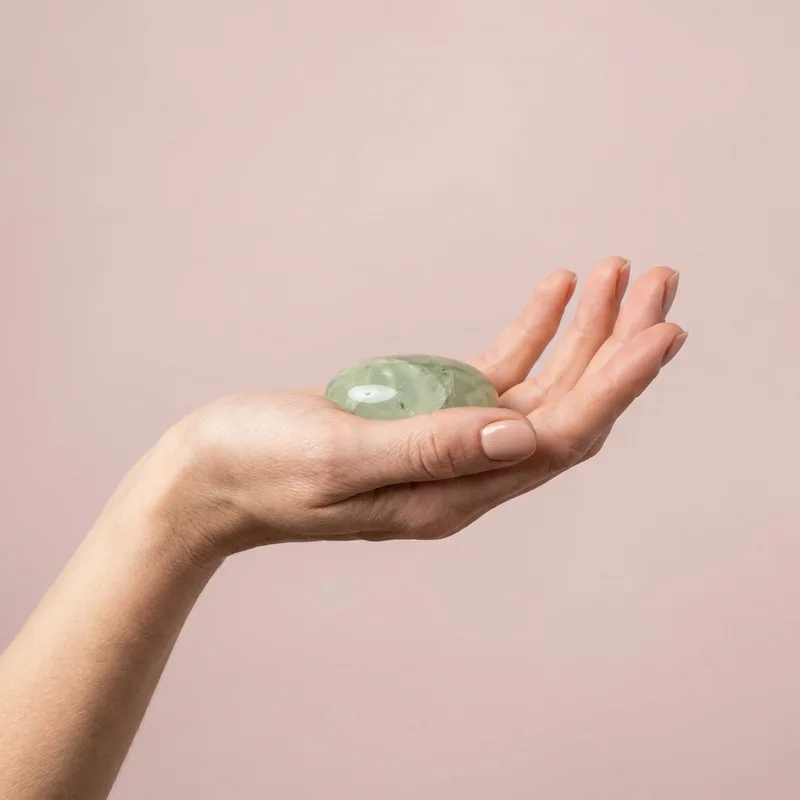 Prehnite Palm Stone - prehnite crystal