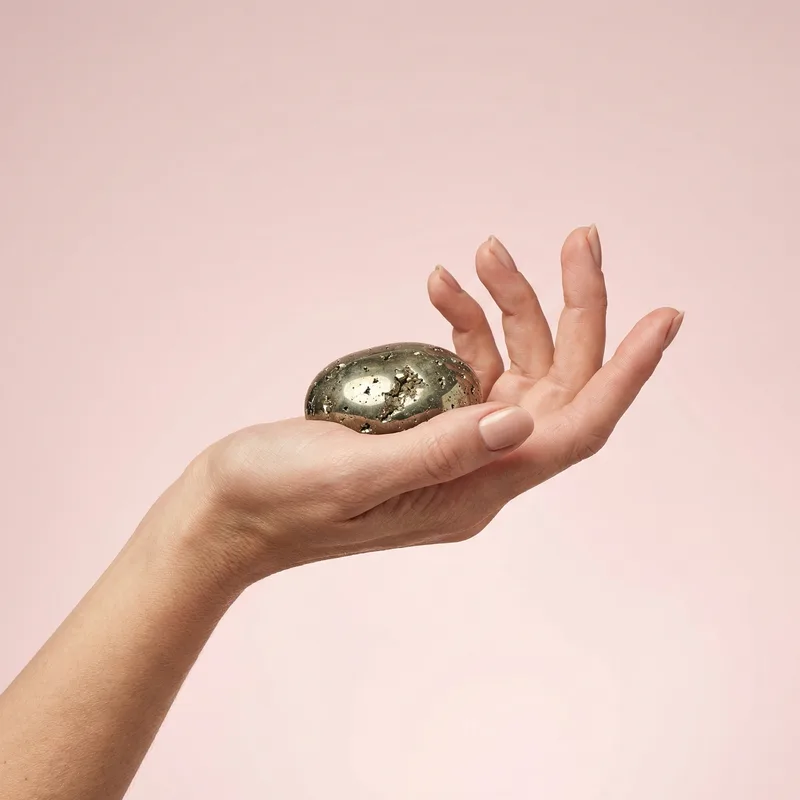 Pyrite Palm Stone - pyrite crystal