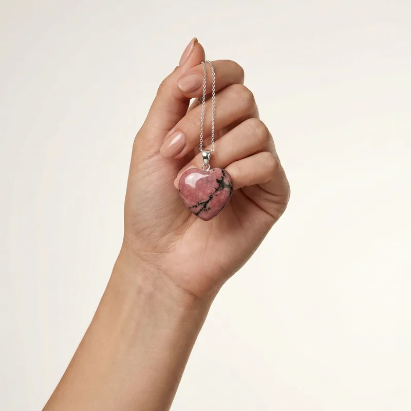 Rhodonite Heart - rhodonite crystal