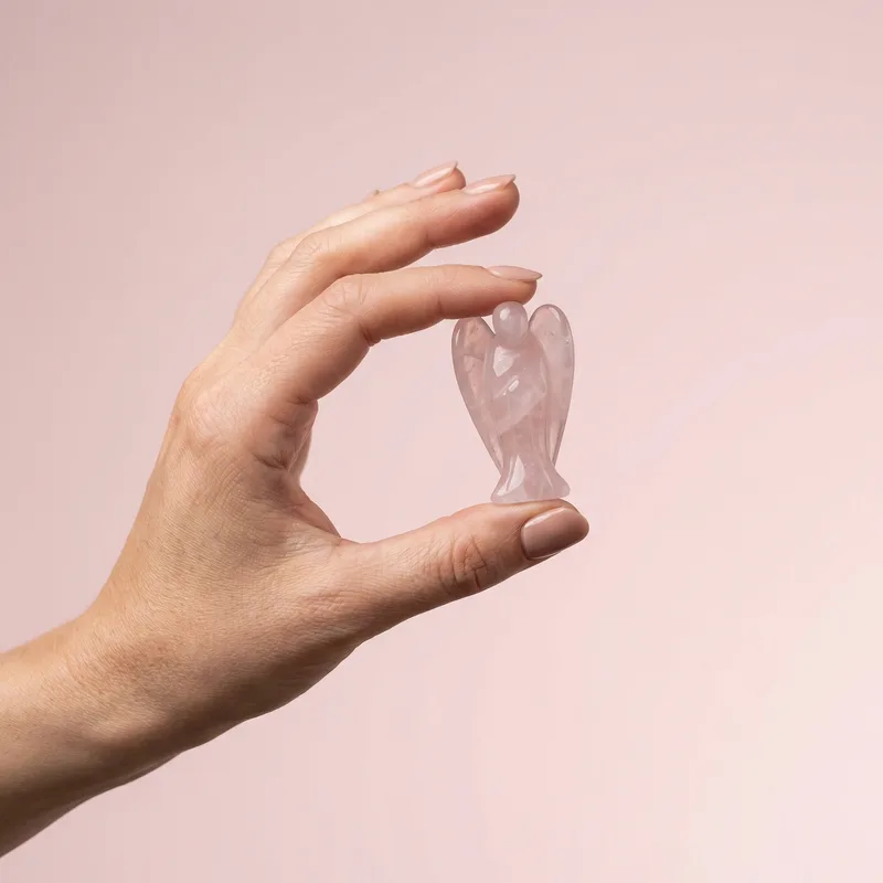 Rose Quartz Angel Carving - rose quartz crystal