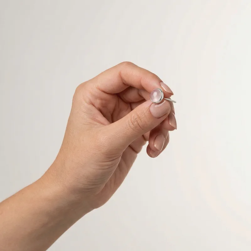 Rose Quartz Stud Earrings - rose quartz crystal