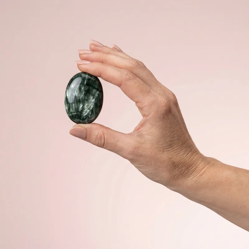 Seraphinite Palm Stone - seraphinite crystal