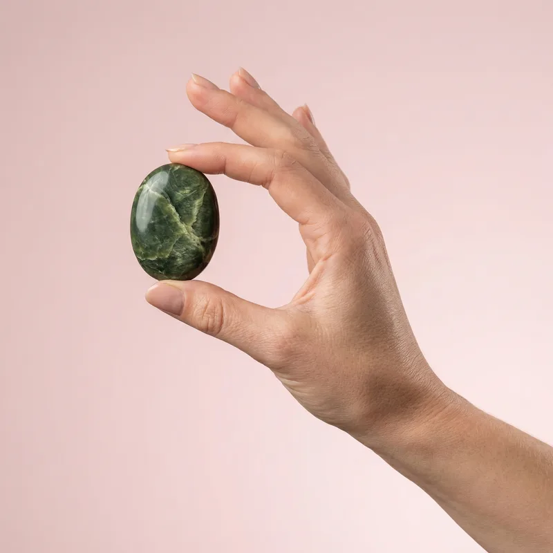 Serpentine Palm Stone - serpentine crystal
