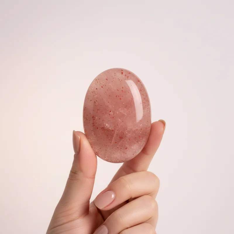 Strawberry Quartz Palm Stone - strawberry quartz crystal
