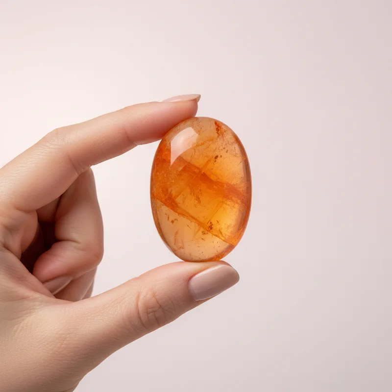 Tangerine Quartz Palm Stone - tangerine quartz crystal