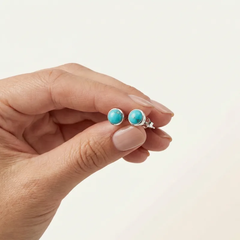 Turquoise Stud Earrings - turquoise crystal