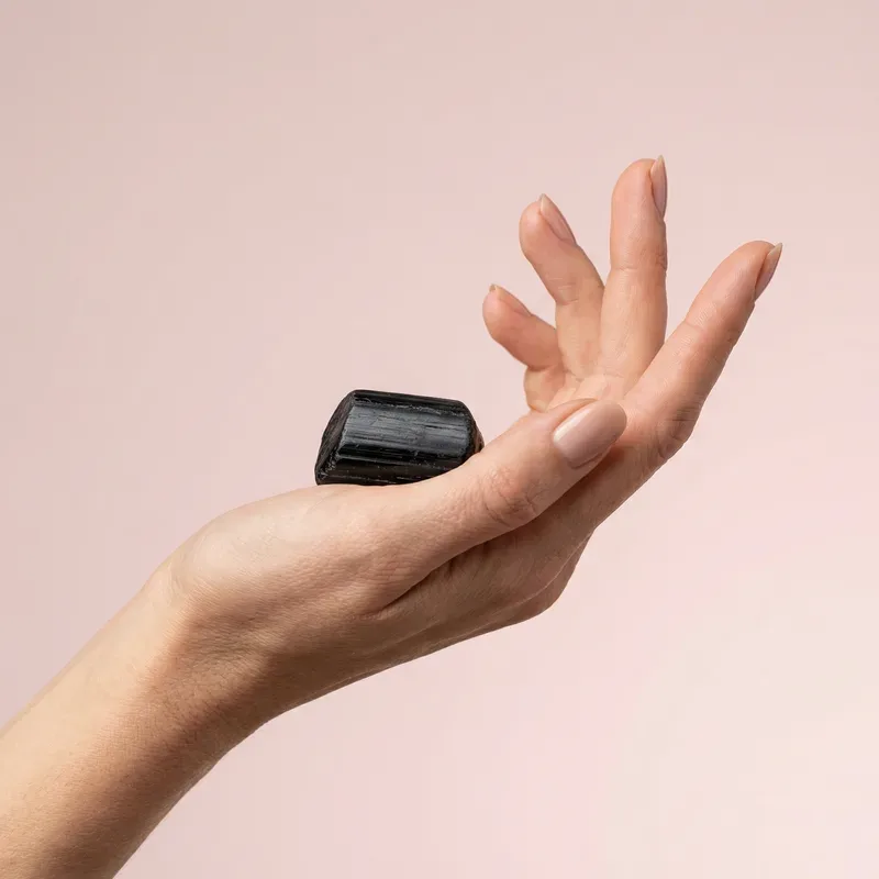 Black Tourmaline crystal — pairs well with Apache Tear