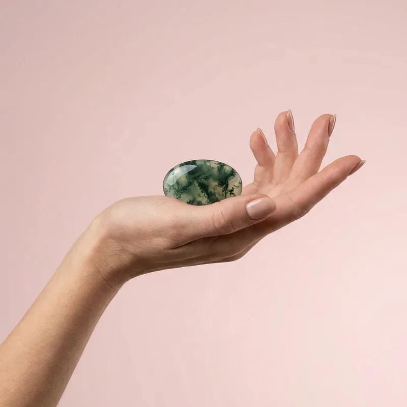Moss Agate crystal — pairs well with Picture Jasper